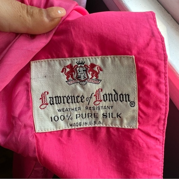 Vintage Lawrence of London 100% Silk Hot Pink Unión Made Trench Large - Picture 13 of 13